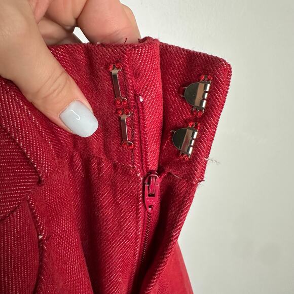 Handmade Women's Red High Waist Wide Leg Flared Trouser‎ Pants No Size - Picture 7 of 7